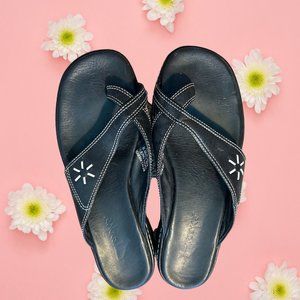 Clarks Black and White Leather Sandals